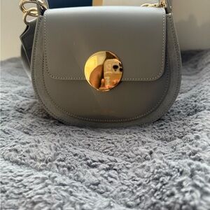 LePARMENTIER Gray Leather Crossbody Bag